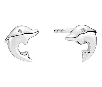 Delfin øreringe i sølv