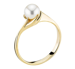 Guldring med hvid perle