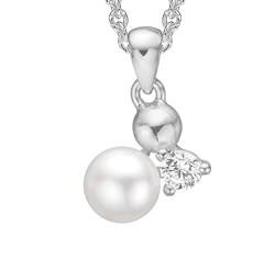 Halskæde med perle vedhæng i sølv