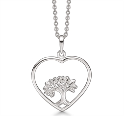 Hjerte vedhæng med livets træ sølv billede 2