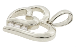 Hvidguldshjerte smykke med diamanter billed 2