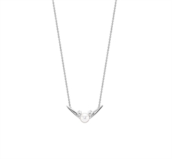 Hvidguldskæde med perle og diamanter billede 2
