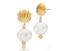 Isabella guldbelagte ørestikker med perle