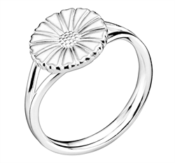 Marguerit ring i sølv hvid emalje