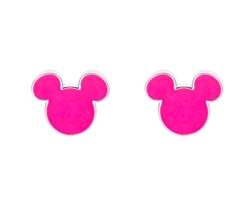Mickey Mouse  øreringe i sølv med pink emalje