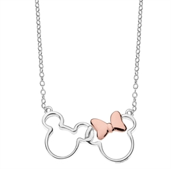 Mickey og Minnie halskæde i sølv billede 2