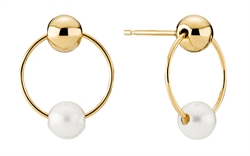 Ørering med guldkugle og perle