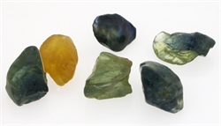 Safir krystaller blå, grøn, gul og orange