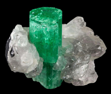 Smaragd krystal indlejret i calcite