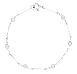 Sølv armbånd med hvide perler