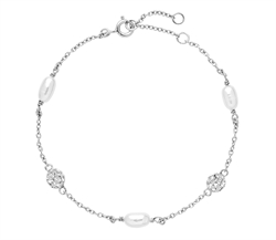 Sølv armbånd med ovale perler