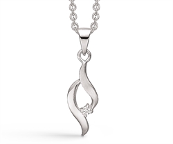 Sølv halskæde med lille diamant