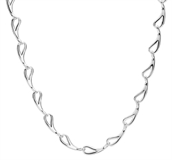 Sølv halskæde med åbne dråbeformet led