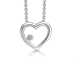 Sølv hjerte med halskæde