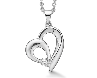 Sølv hjerte med kæde