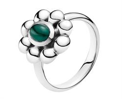 Sølv ring med grøn agat