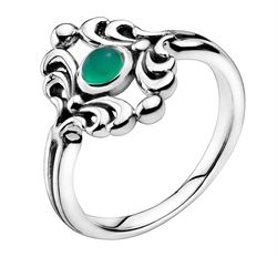 Sølv ring med grøn agat sten