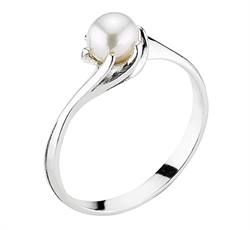 Sølv ring med hvid perle