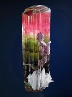 Vandmelon turmalin krystal med 3 farver